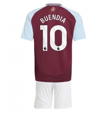 Aston Villa Emiliano Buendia #10 Primera Equipación Niños 2024-25 Manga Corta (+ Pantalones cortos)